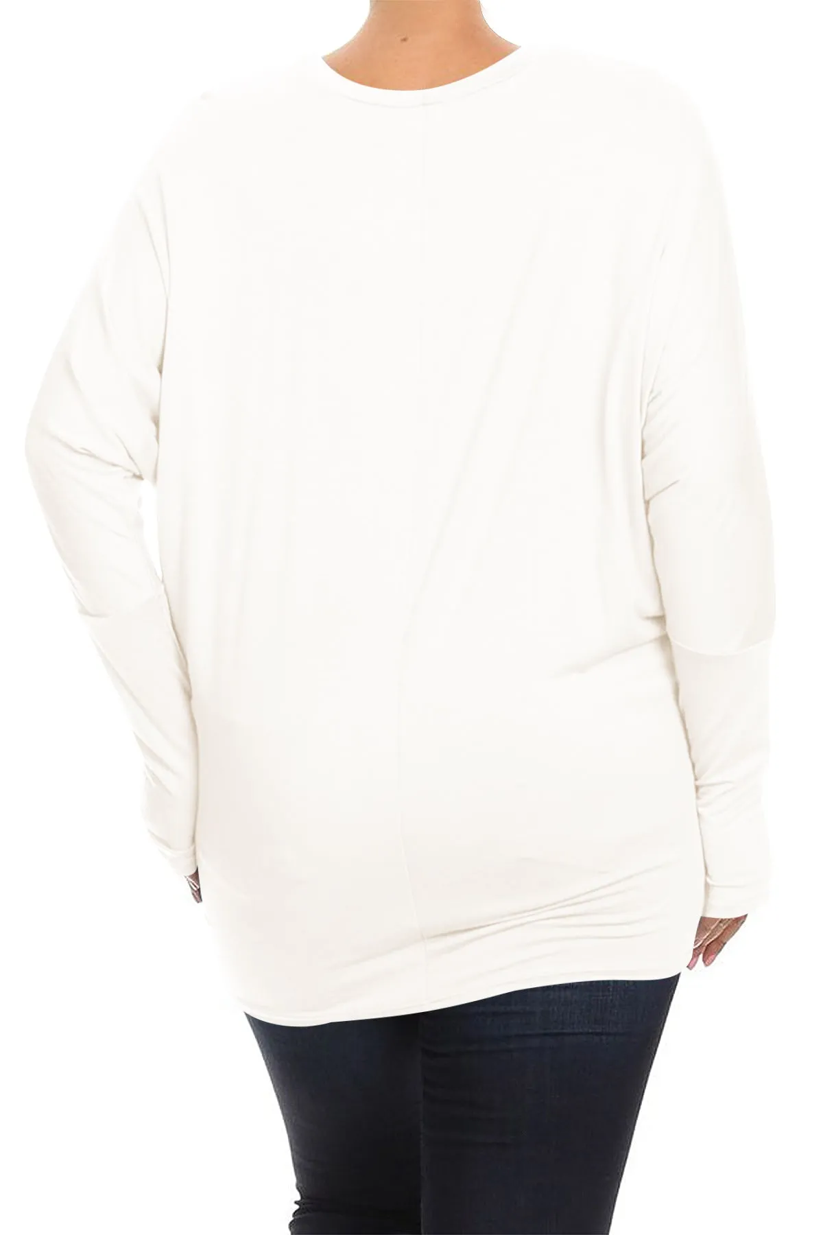 Women's Plus Size Casual Dolman Sleeve Solid T-Shirt Top