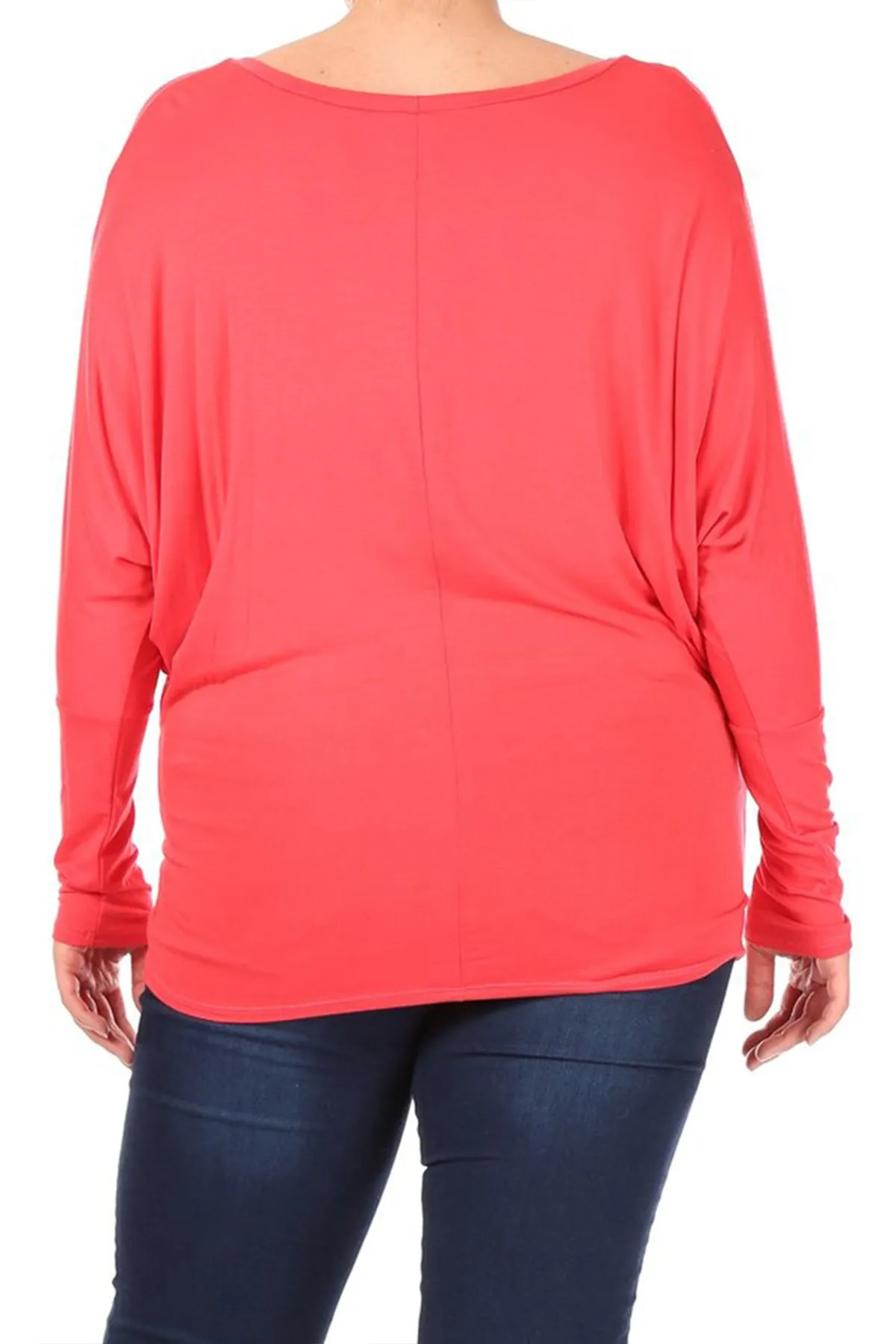 Women's Plus Size Casual Dolman Sleeve Solid T-Shirt Top