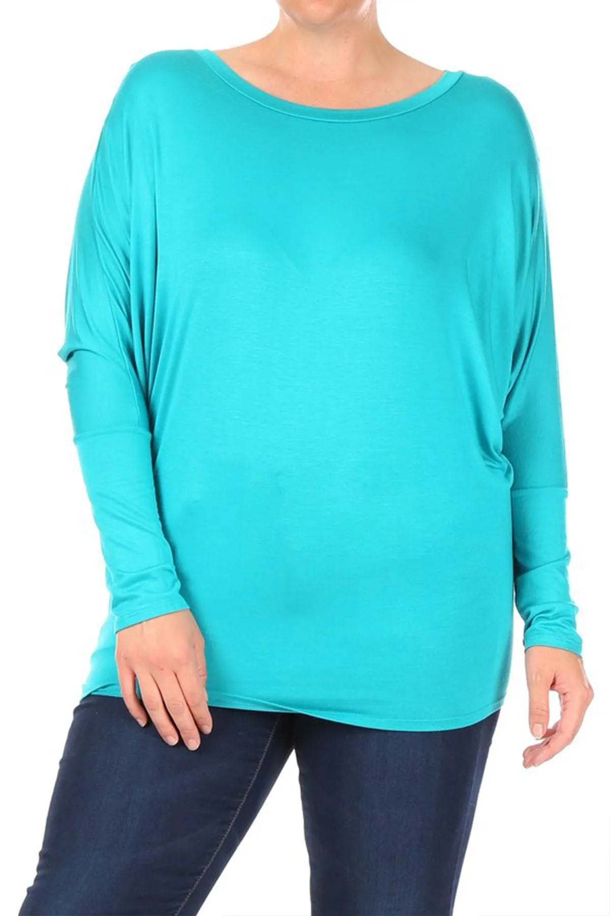 Women's Plus Size Casual Dolman Sleeve Solid T-Shirt Top