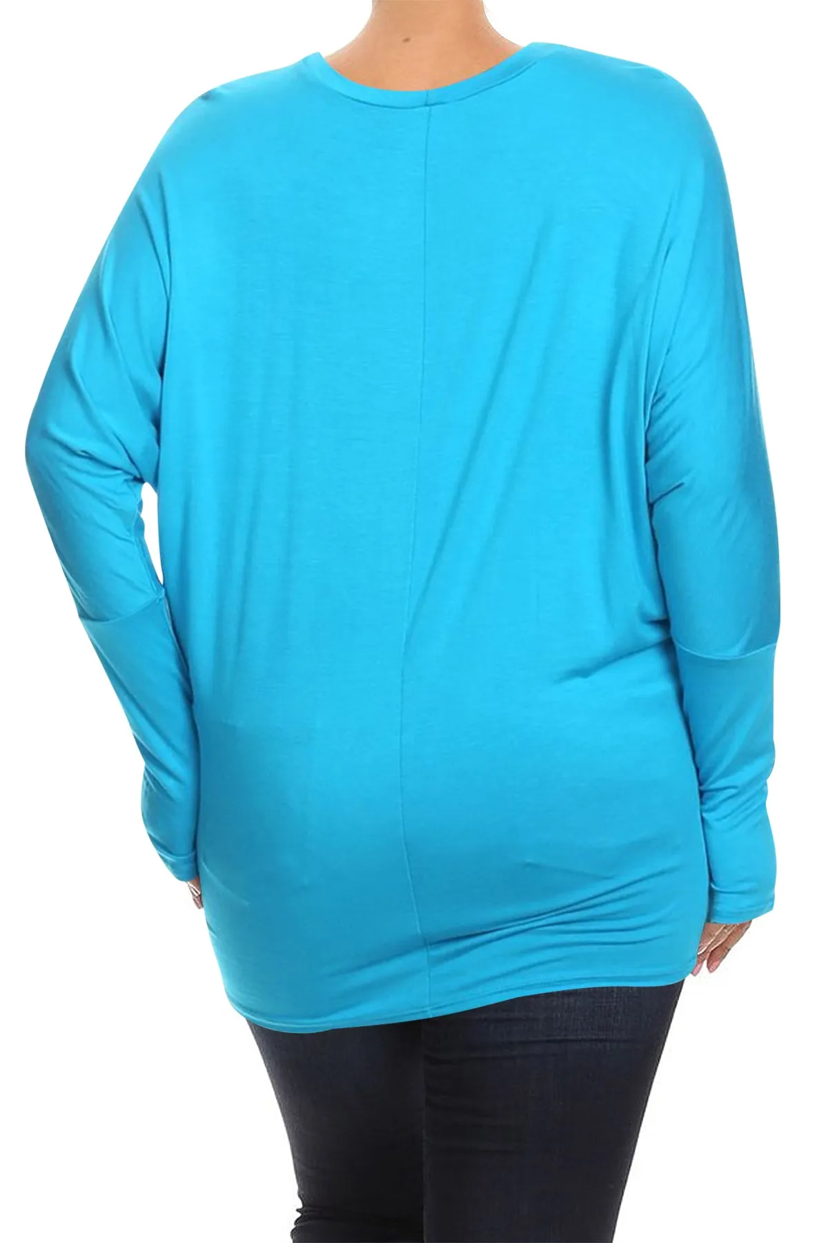 Women's Plus Size Casual Dolman Sleeve Solid T-Shirt Top