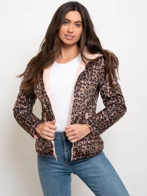 WOMEN'S SHORT HOODED QUILTED REVERSIBLE JACKET