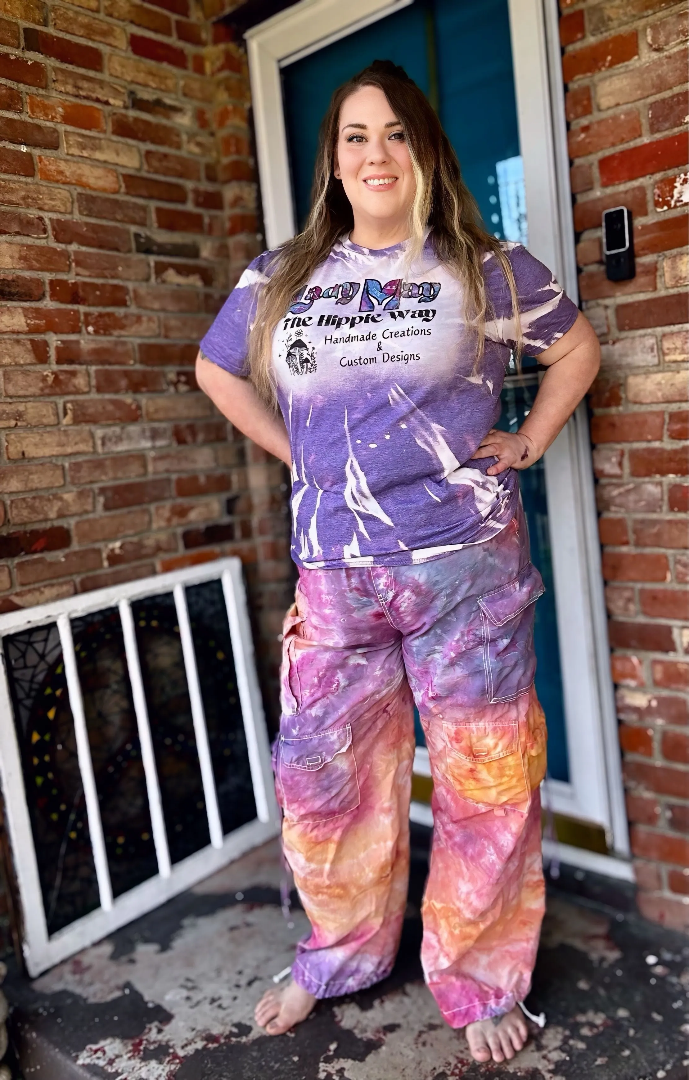 XXL Sunset baggy cargo parachute pants with adjustable legs and waist